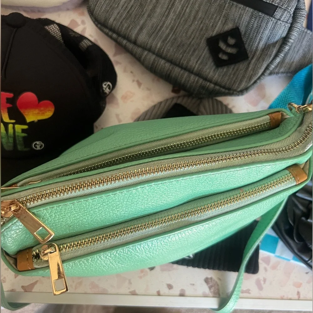 Mint Green Leather Crossbody Bag - Picture 6 of 8